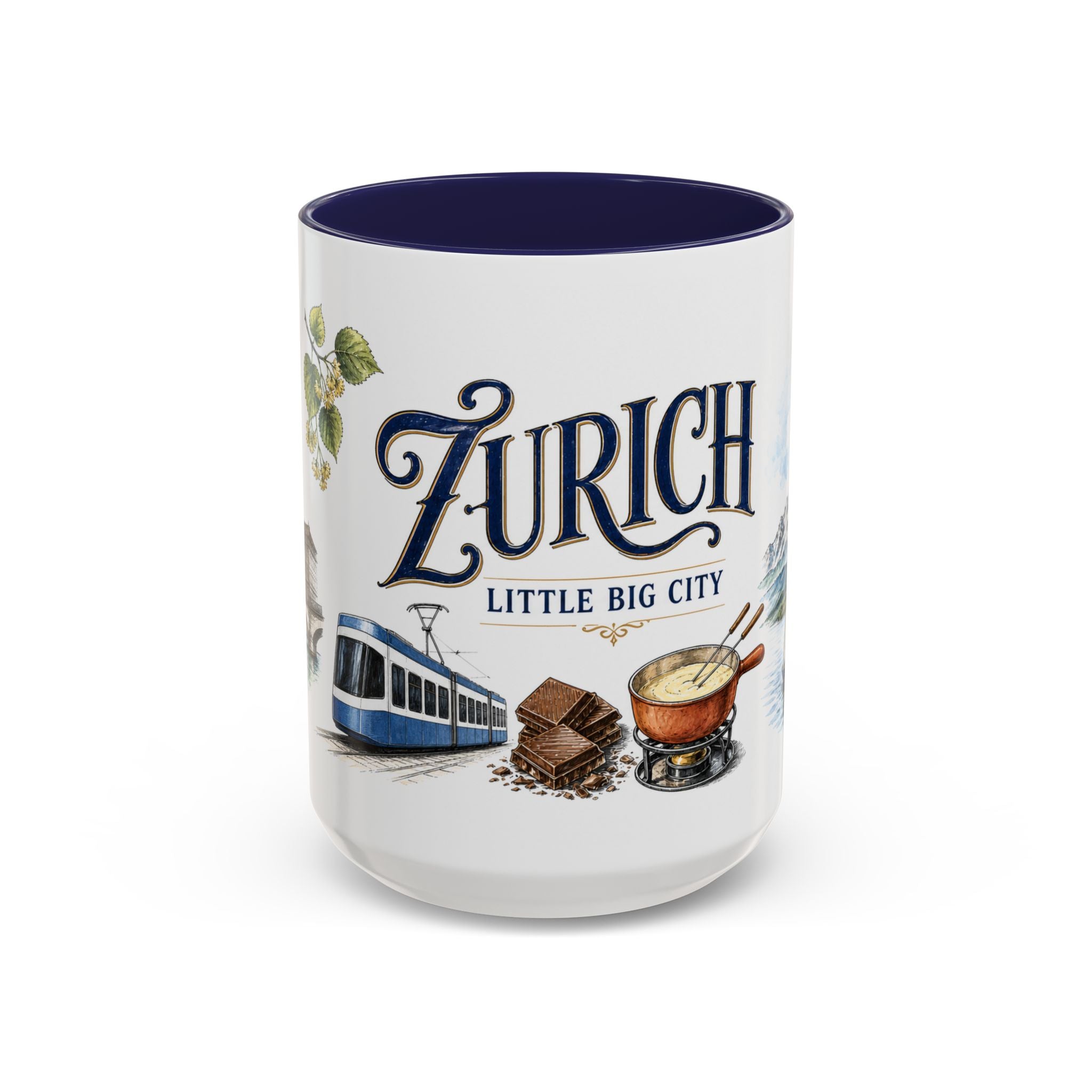 Zurich Coffee Mug | Switzerland Travel Souvenir | Vintage Illustrated City Gift | 11 oz 15 oz Accent Mug