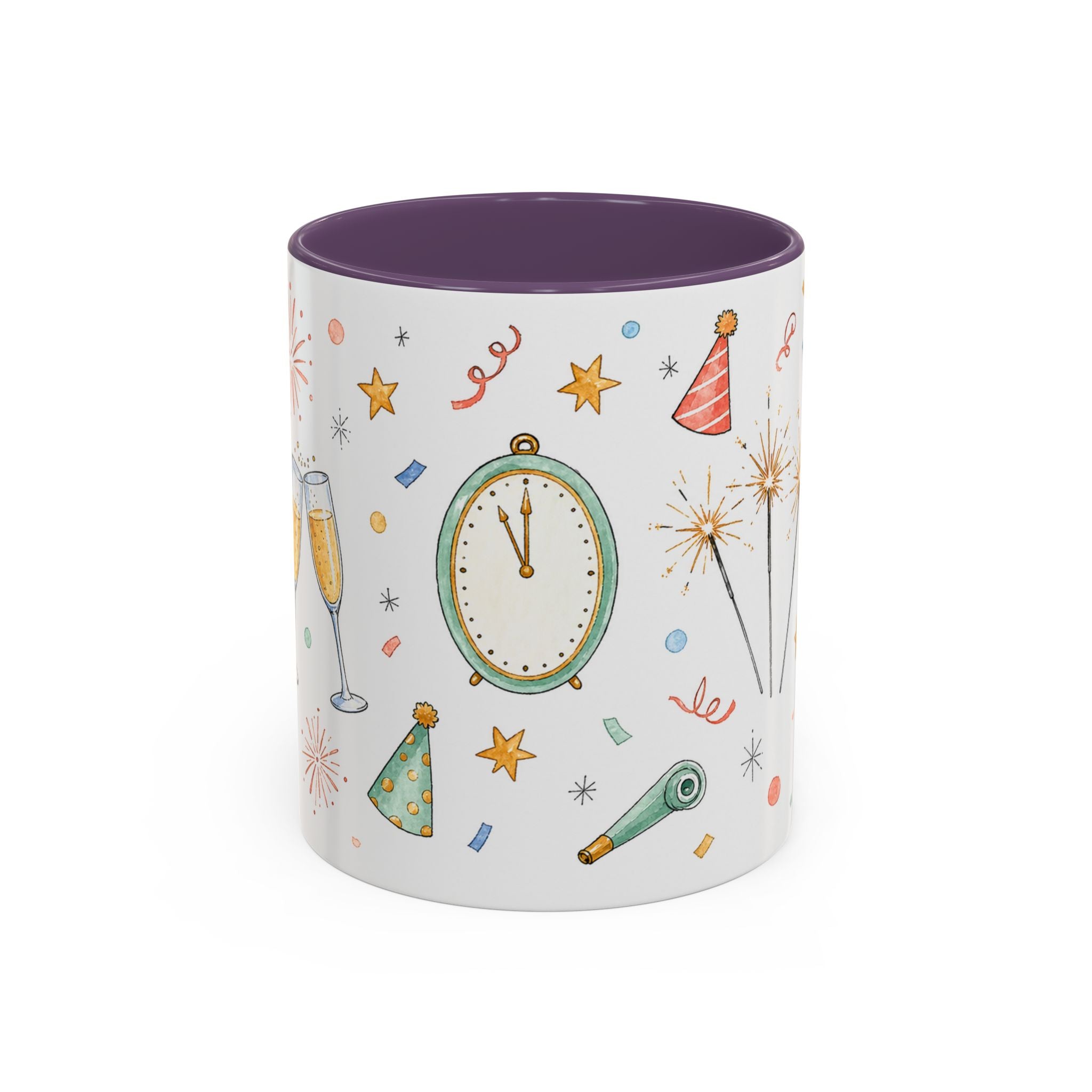 New Year Sparkler Mug | Champagne Toast Watercolor Party Gift | Accent Cup 11oz 15oz