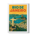 Rio de Janeiro Panorama Brazil Framed Poster | Vintage Travel Wall Art | Black Walnut White Frame | 16x24 20x30