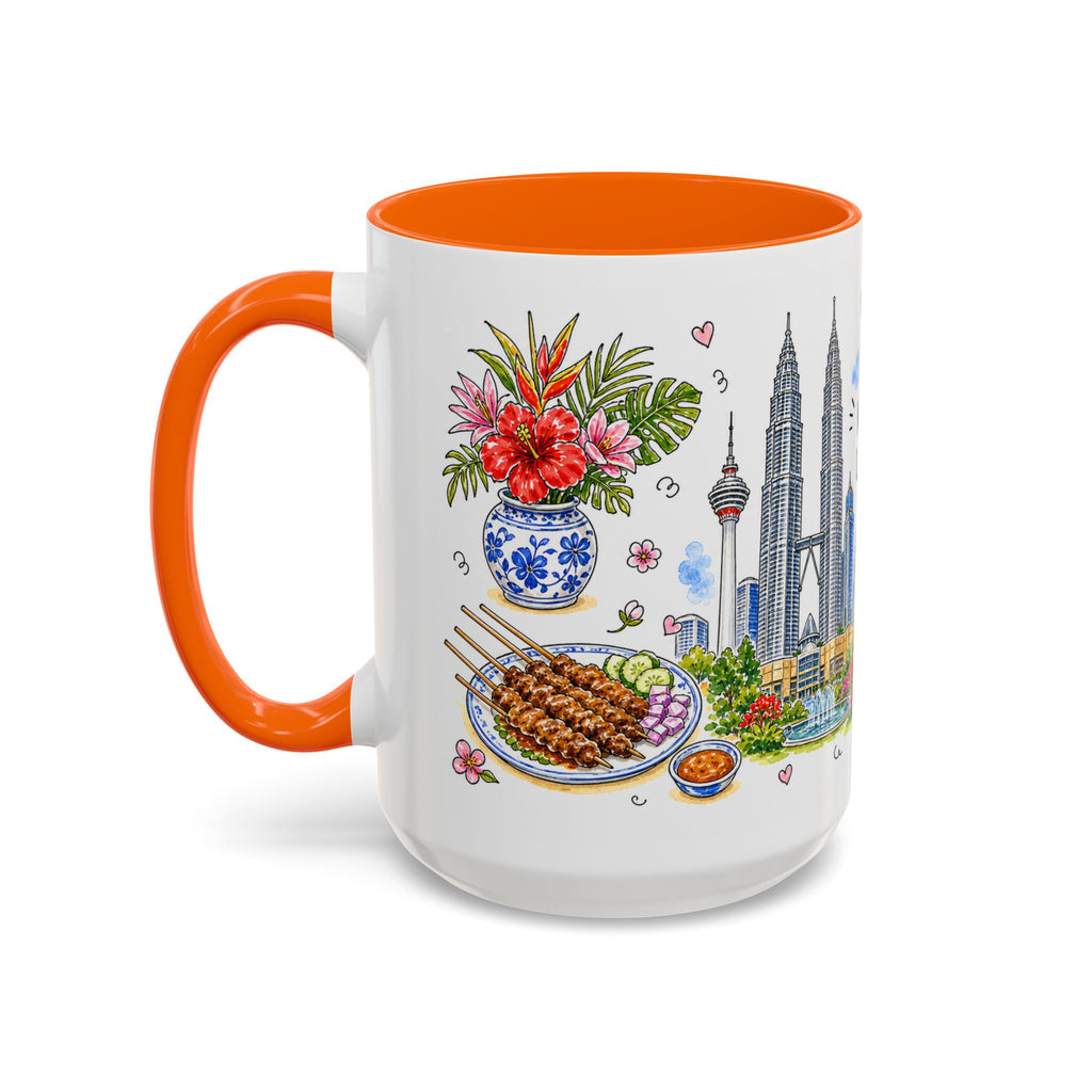 Kuala Lumpur Illustrated Travel Mug | City Souvenir Accent Coffee Mug | 11oz 15oz Ceramic Cup