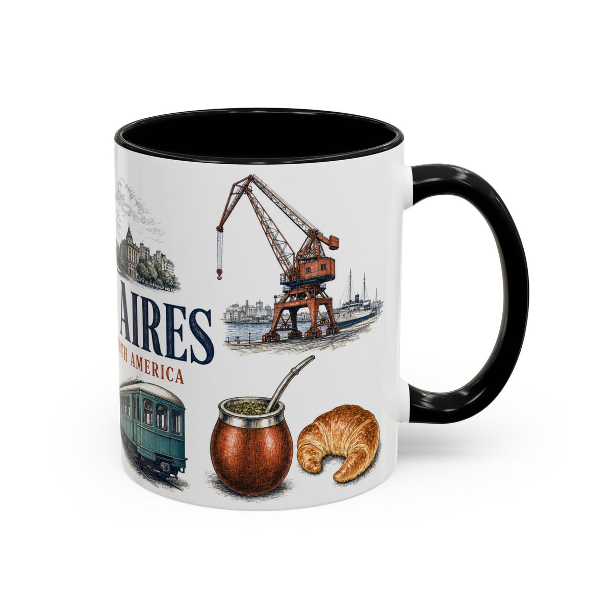 Buenos Aires Coffee Mug | Argentina Travel Souvenir | Vintage Illustrated City Gift | 11 oz 15 oz Accent Mug