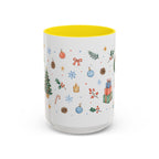 Christmas Mug | Watercolor Tree Gifts Wreath Holiday Cup | Accent Coffee Mug 11oz 15oz