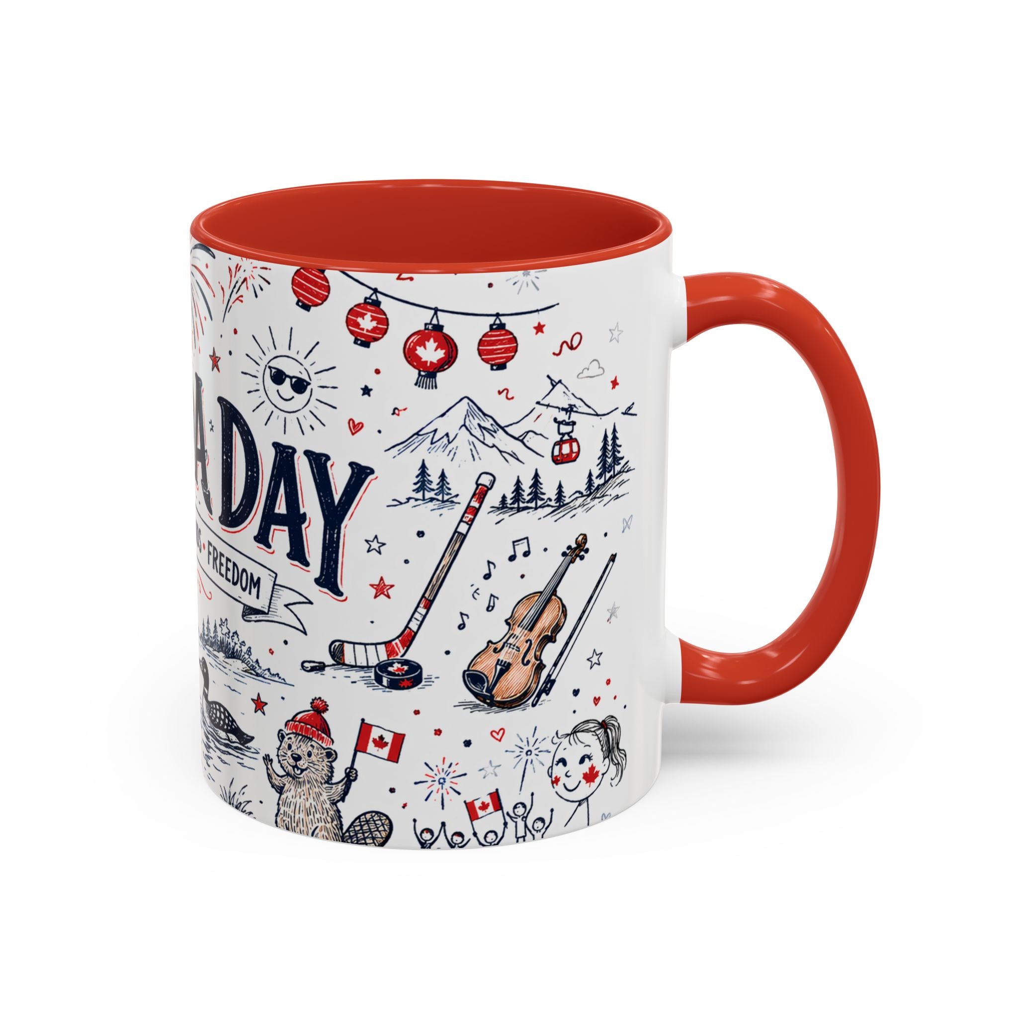 Canada Day Coffee Mug | Canadian Pride Gift | Accent Color Ceramic 11oz 15oz