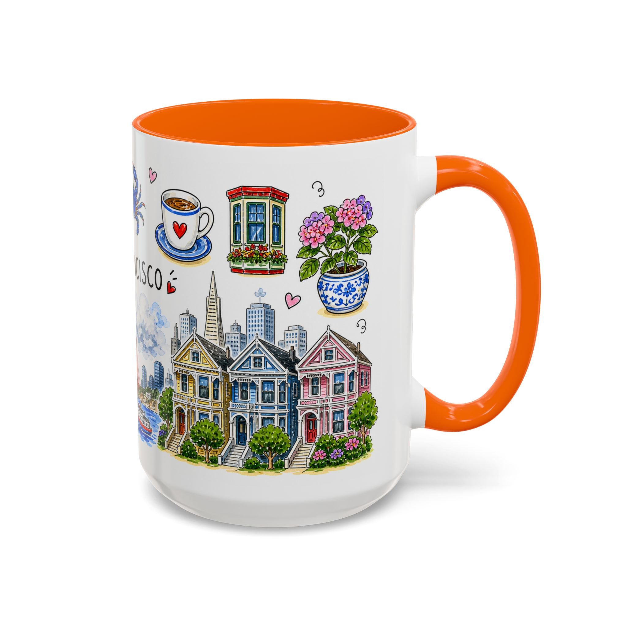 San Francisco Illustrated Travel Mug | City Souvenir Accent Coffee Mug | 11oz 15oz Ceramic Cup
