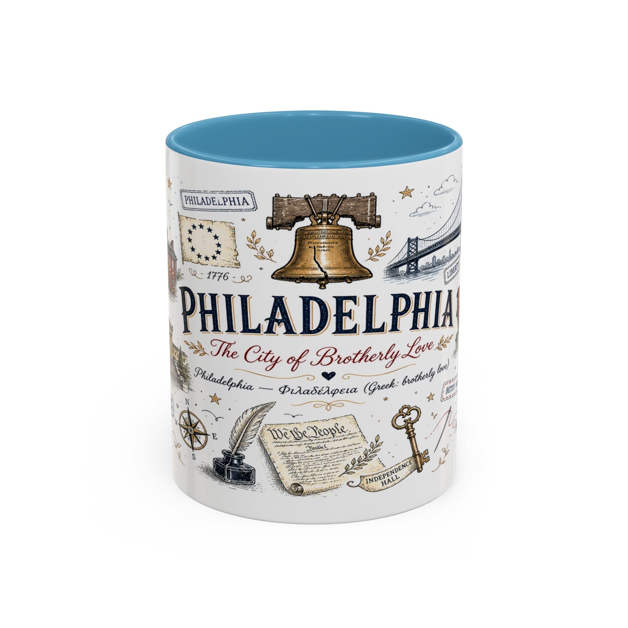 Philadelphia Coffee Mug | Pennsylvania Souvenir City Gift | Accent Color Ceramic 11oz 15oz