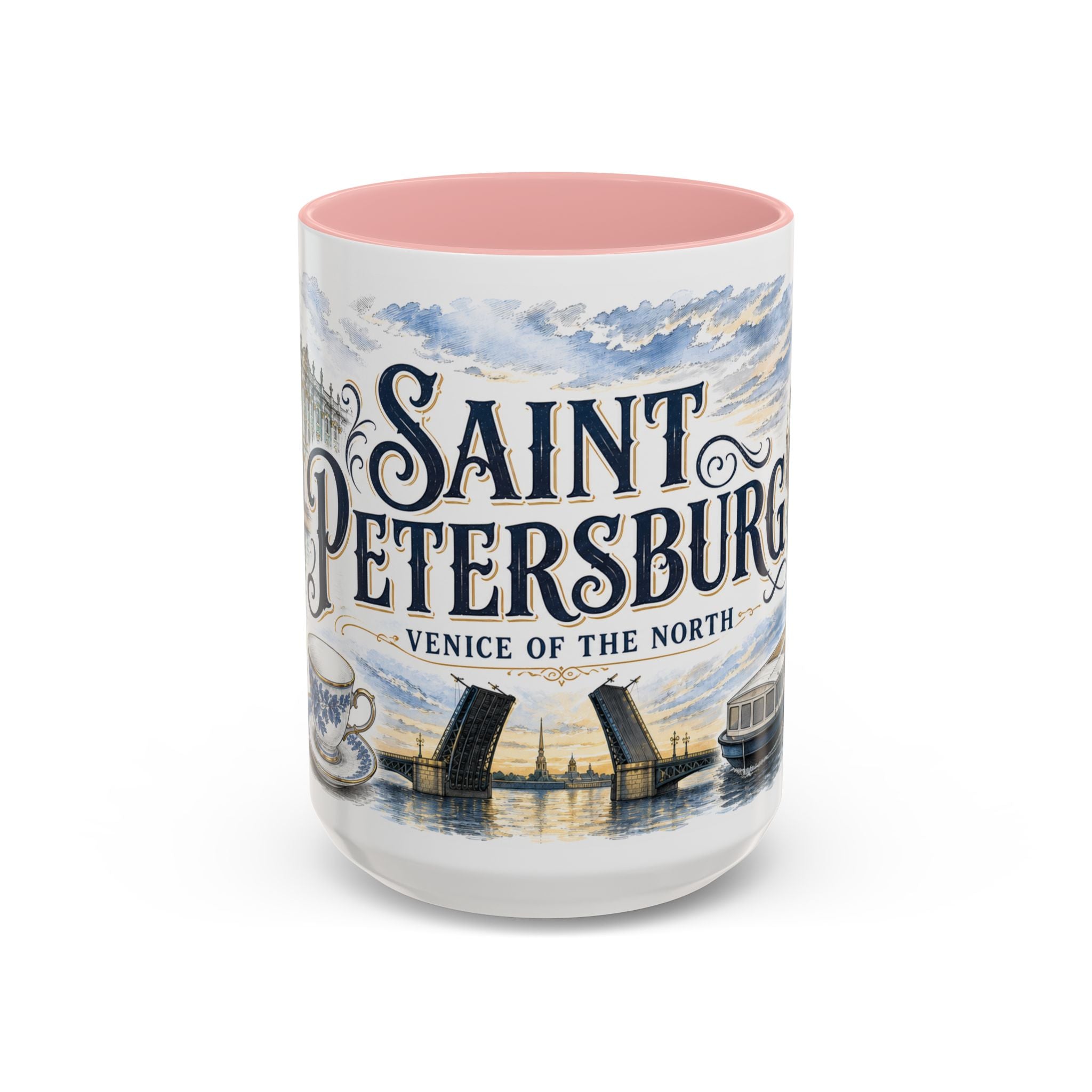 Saint Petersburg Coffee Mug | Russia Travel Souvenir | Vintage Illustrated City Gift | 11 oz 15 oz Accent Mug