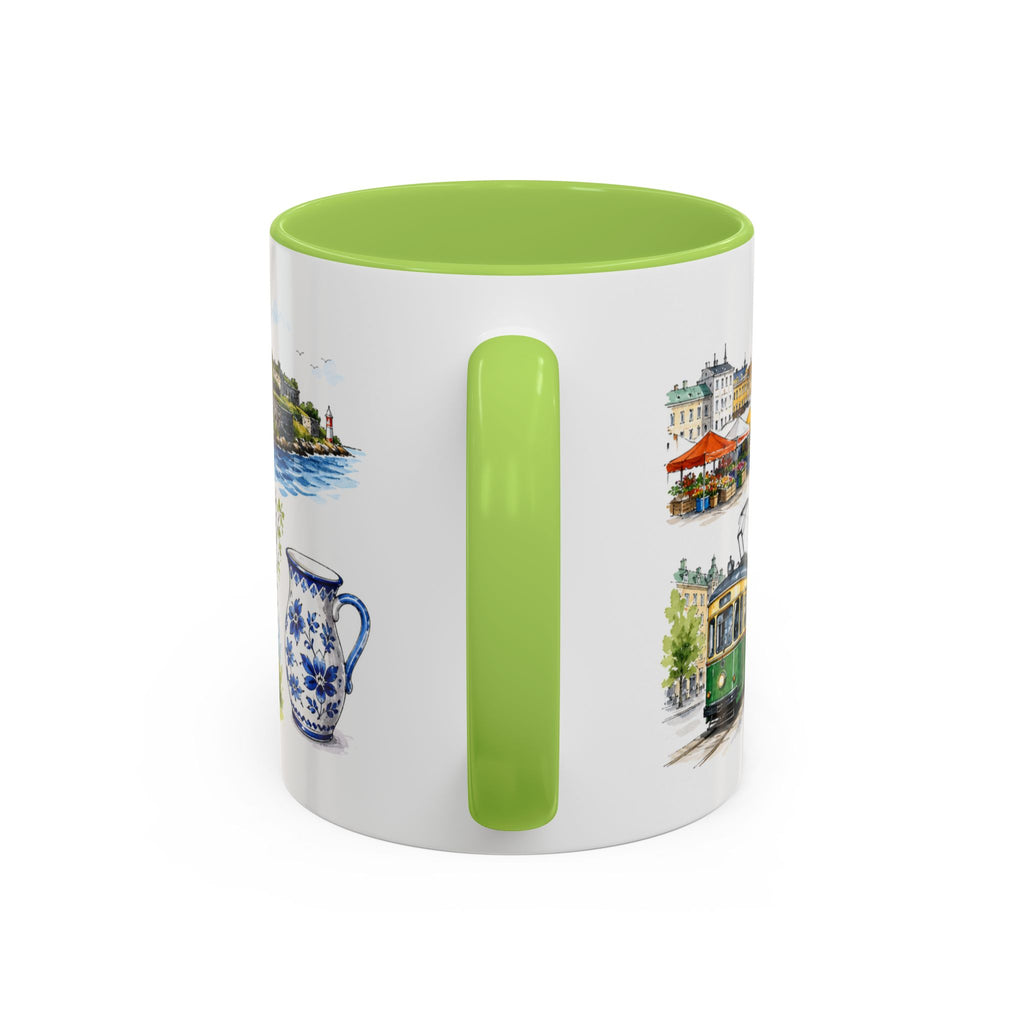 Helsinki Illustrated Travel Mug | City Souvenir Accent Coffee Mug | 11oz 15oz Ceramic Cup