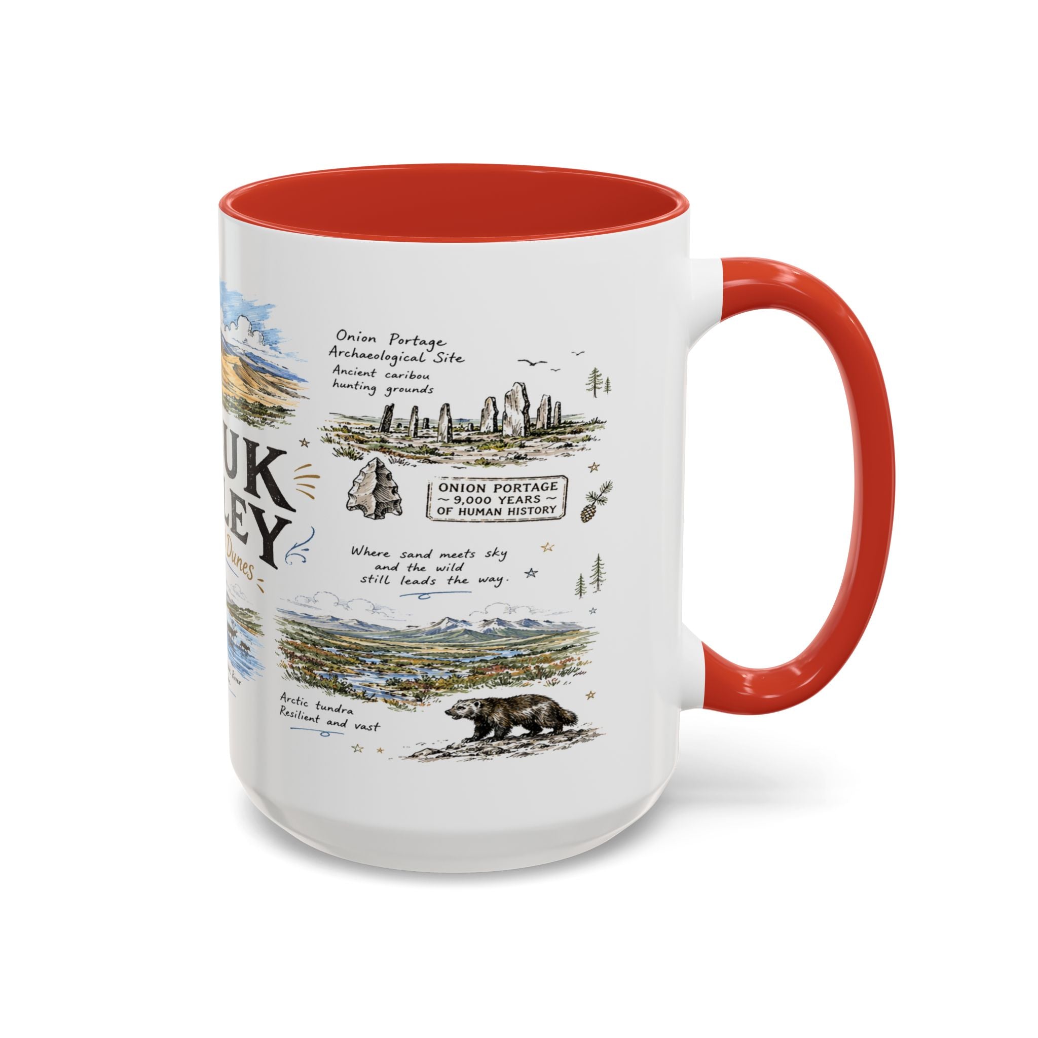 Kobuk Valley National Park Coffee Mug | Alaska Arctic Sand Dunes Gift | Accent Color Ceramic 11oz 15oz
