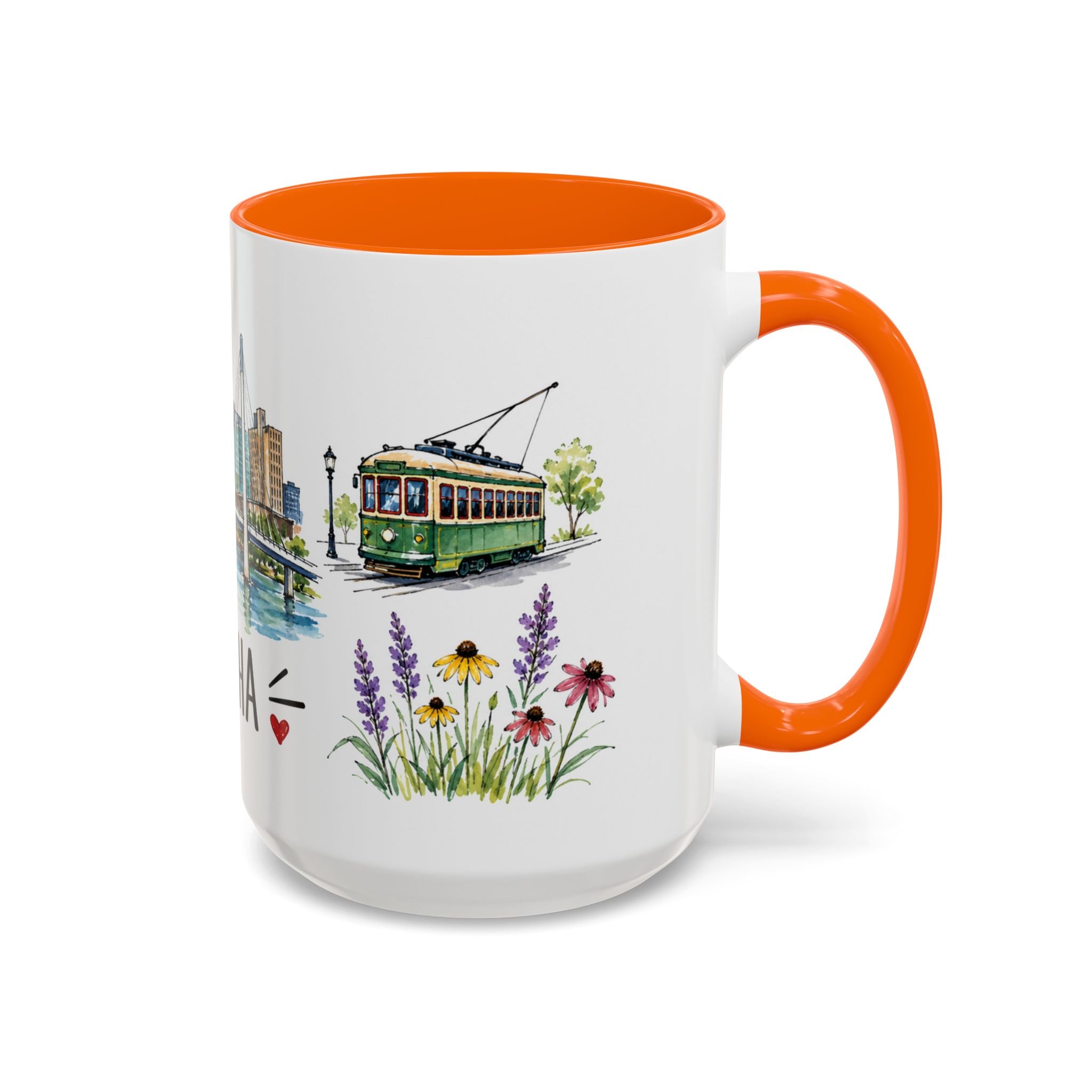 Omaha Illustrated Travel Mug | City Souvenir Accent Coffee Mug | 11oz 15oz Ceramic Cup