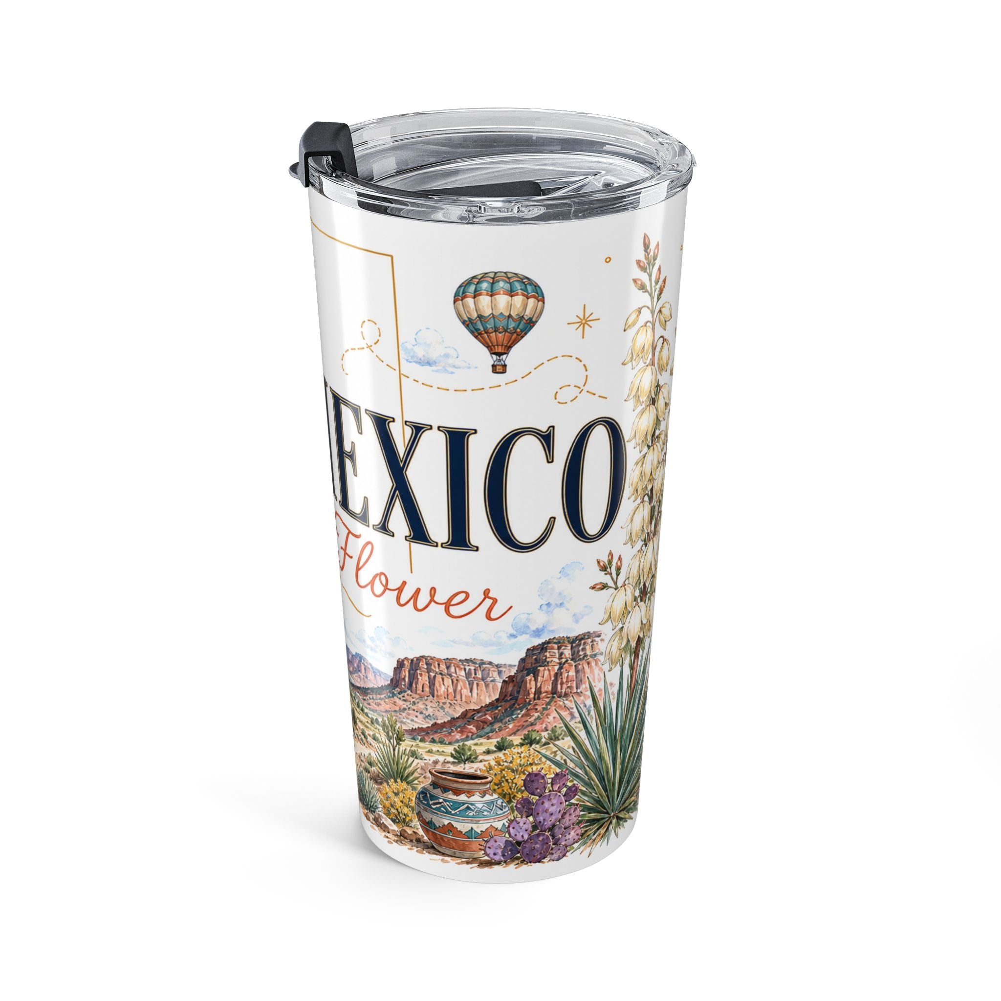New Mexico State Flower 20oz Tumbler | Yucca Flower Botanical State Flower Gift | Insulated Stainless Steel Travel Cup