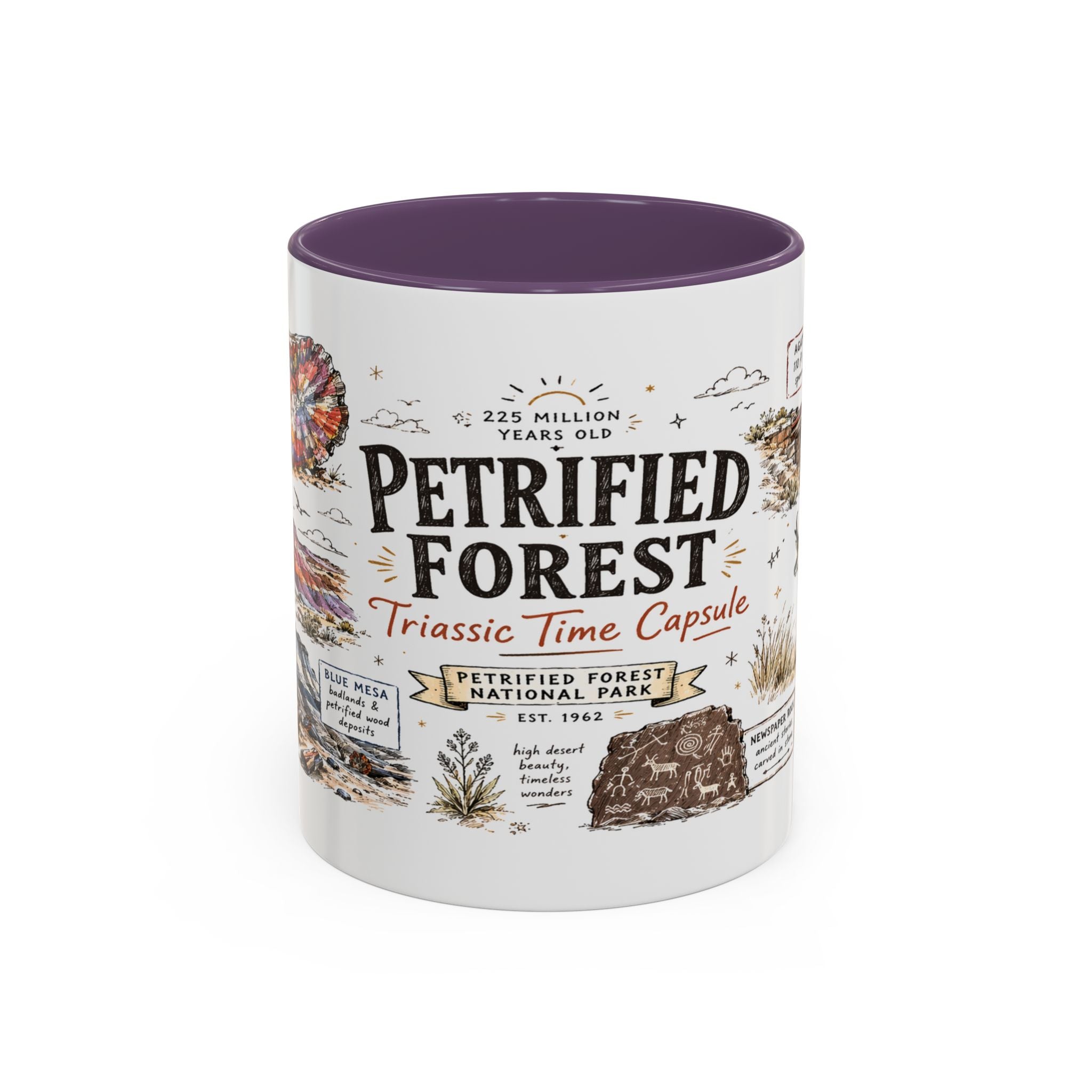 Petrified Forest National Park Coffee Mug | Arizona Painted Desert Fossil Gift | Accent Color Ceramic 11oz 15oz