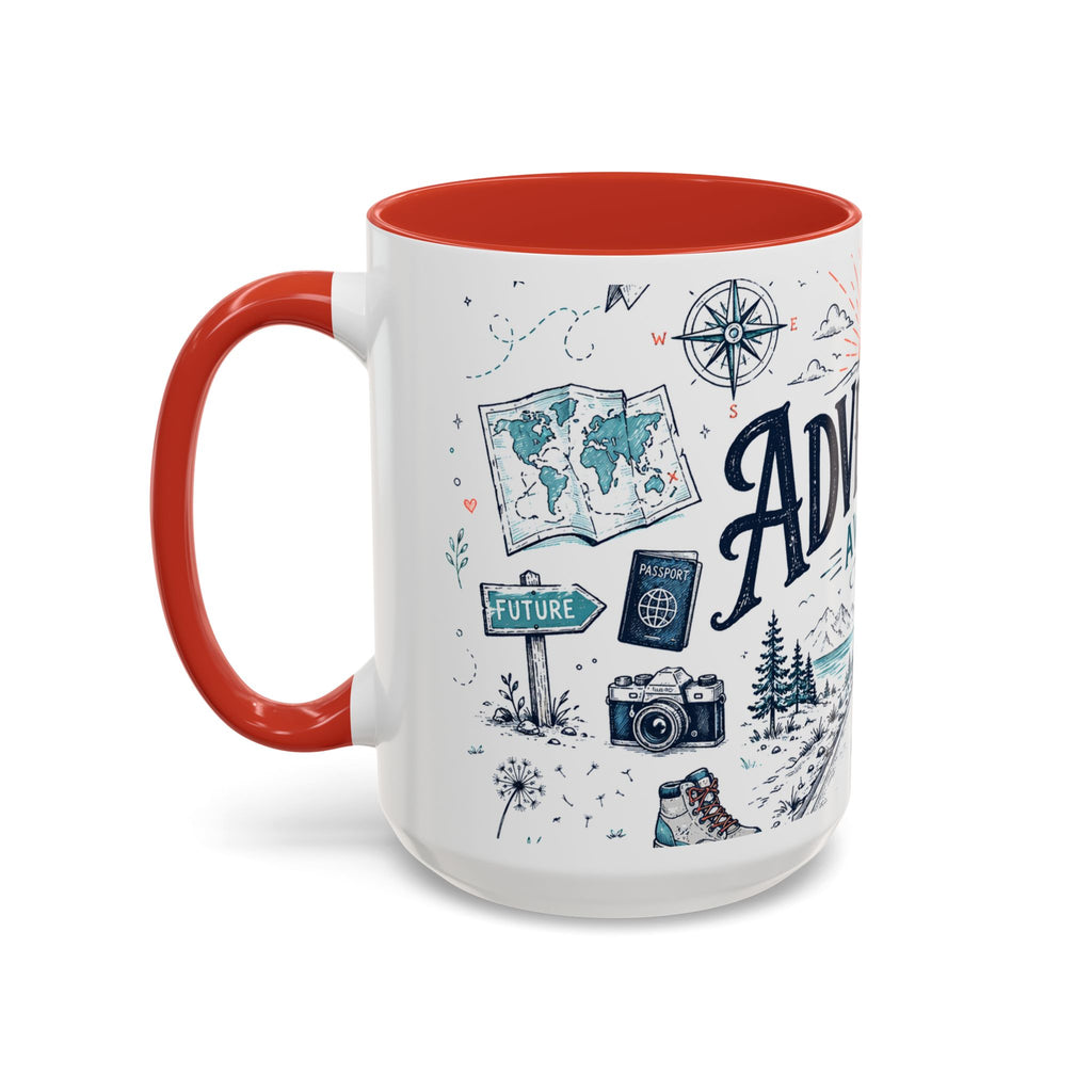 Adventure Awaits Coffee Mug | Class of 2026 Graduation Gift | Accent Color Ceramic 11oz 15oz