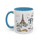 Paris Coffee Mug | France Souvenir Travel Gift | Accent Color Ceramic 11oz 15oz