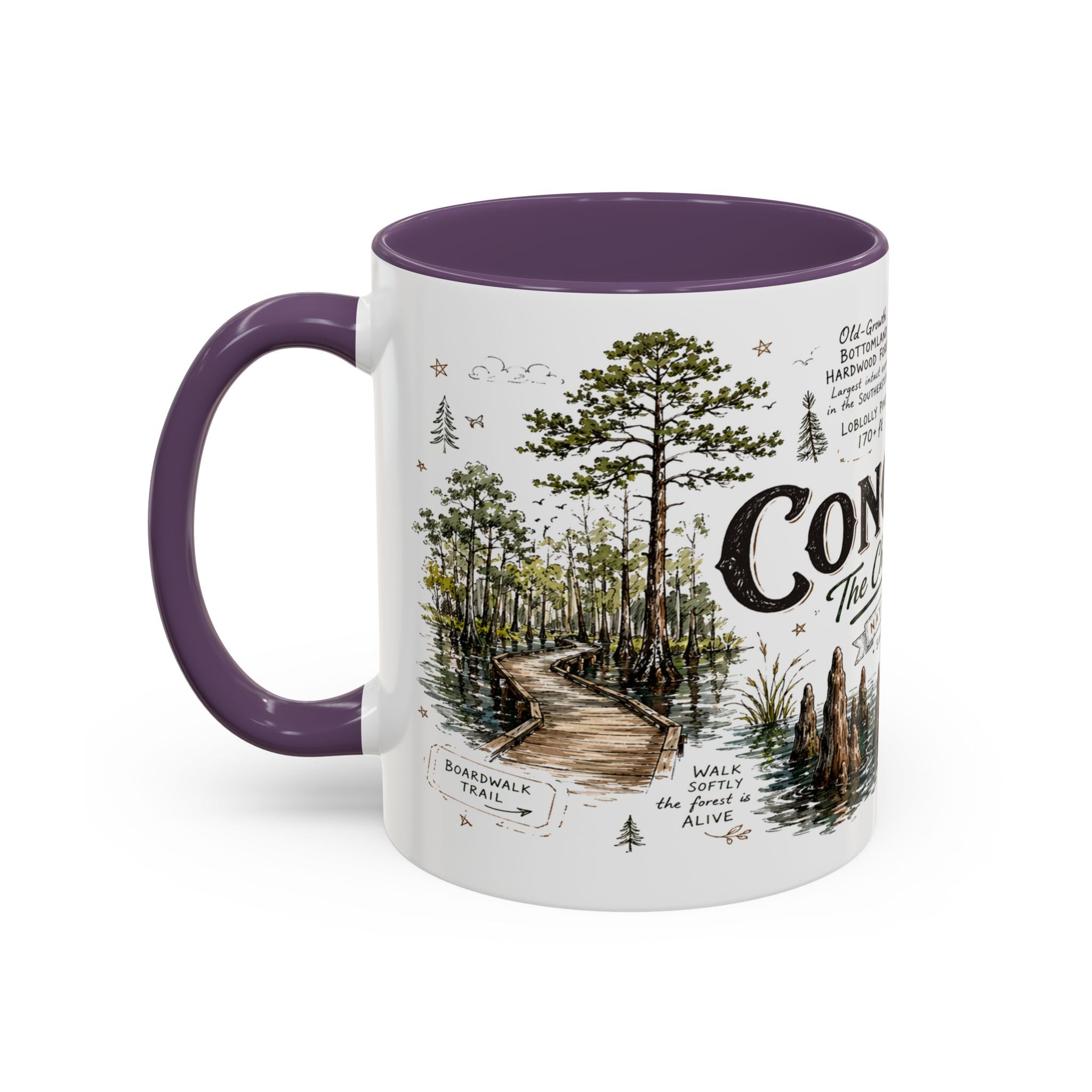 Congaree National Park Coffee Mug | South Carolina Forest Floodplain Gift | Accent Color Ceramic 11oz 15oz
