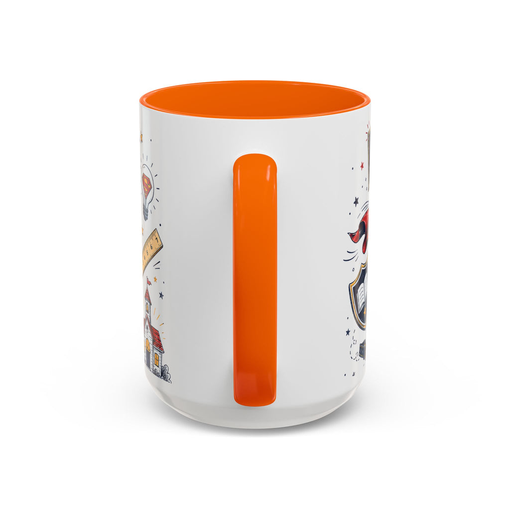 Super Teacher Coffee Mug | All Heroes Wear Capes Teacher Gift | Accent Color Ceramic 11oz 15oz