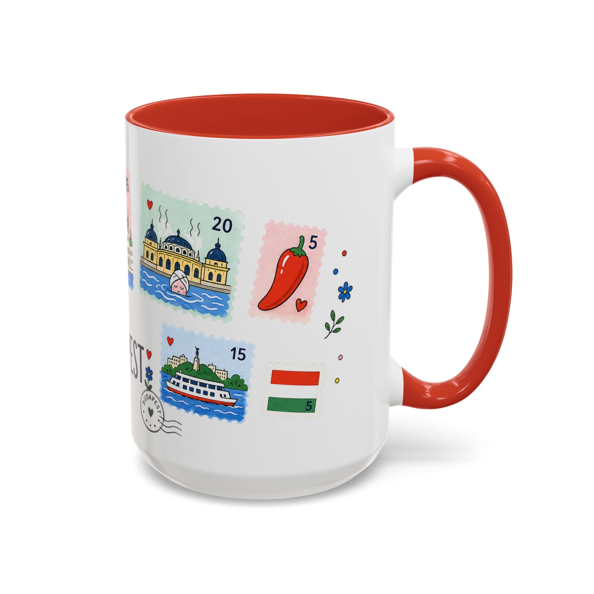 Budapest Coffee Mug | Postage Stamp Collage Mug | Travel Souvenir Accent Cup 11oz 15oz