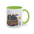 Volendam Illustrated Travel Mug | Netherlands Souvenir Accent Coffee Mug | 11oz 15oz Ceramic Cup