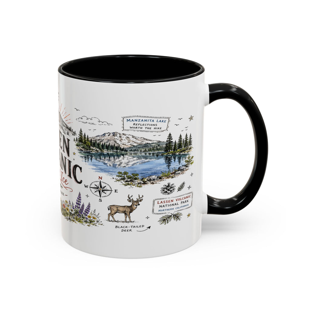 Lassen Volcanic National Park Coffee Mug | California Volcano Geothermal Hiking Gift | Accent Color Ceramic 11oz 15oz