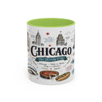 Chicago Coffee Mug | Illinois Souvenir City Gift | Accent Color Ceramic 11oz 15oz