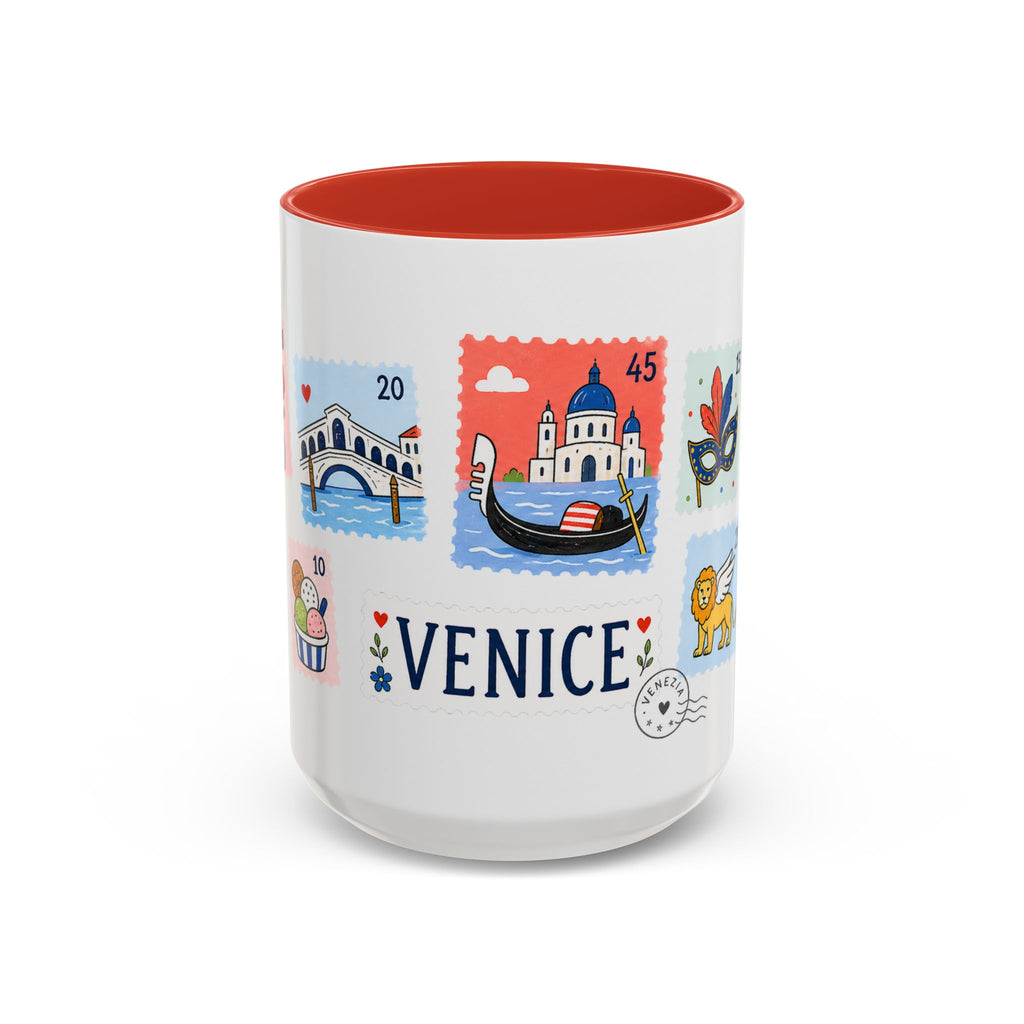 Venice Coffee Mug | Postage Stamp Collage Mug | Travel Souvenir Accent Cup 11oz 15oz