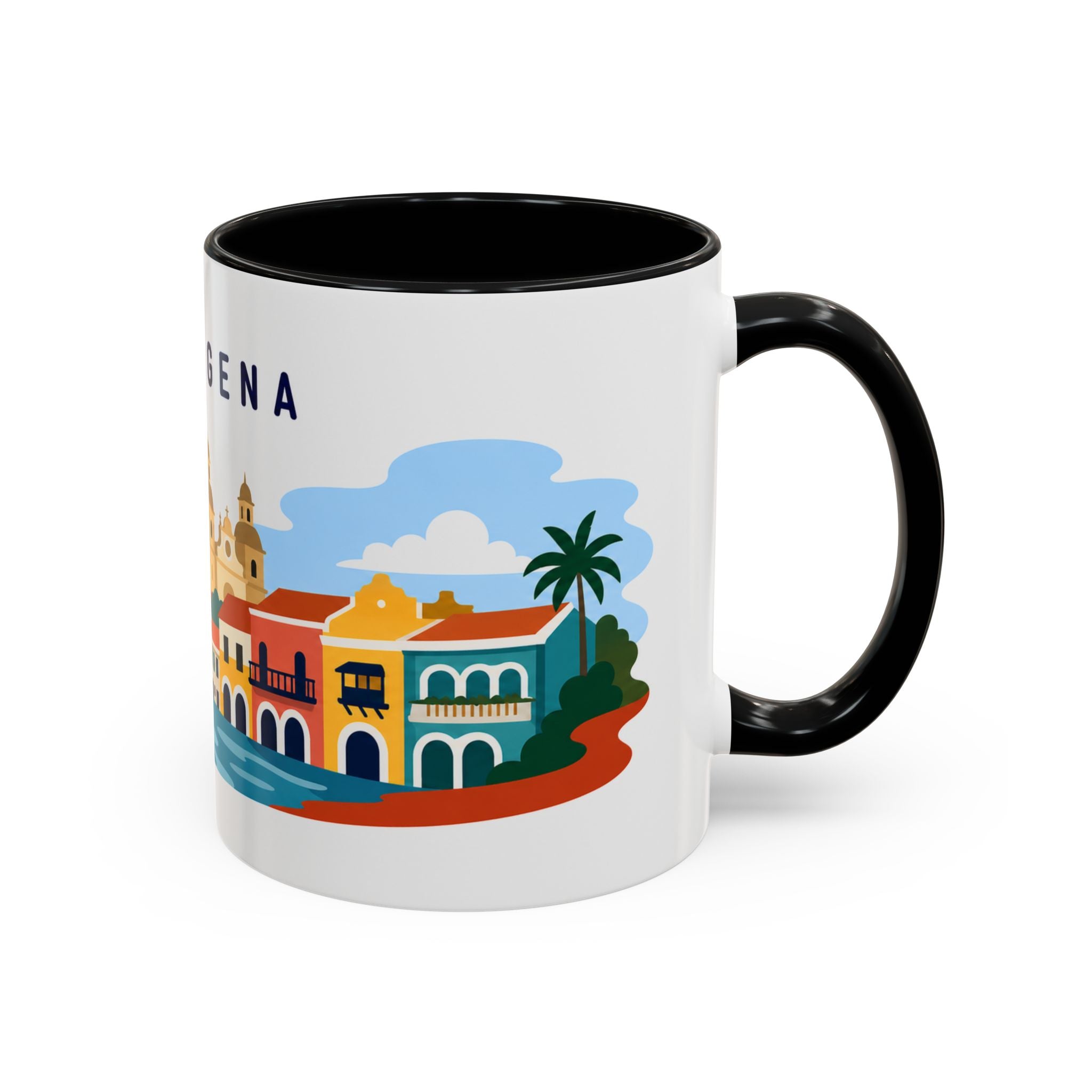 Cartagena Coffee Mug | Travel Destination Souvenir Gift | Accent Color Ceramic 11oz 15oz