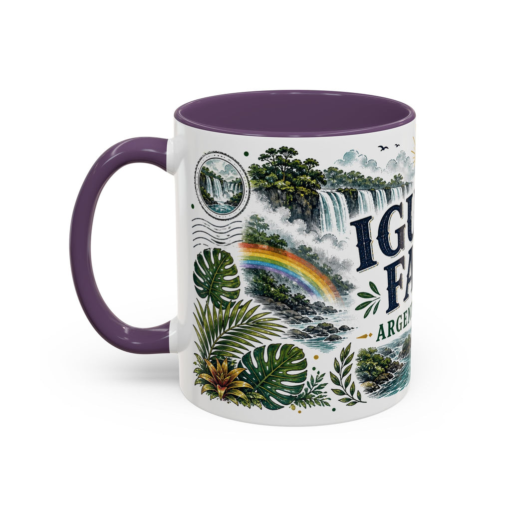 Iguazu Falls Coffee Mug | Travel Destination Souvenir Gift | Accent Color Ceramic 11oz 15oz