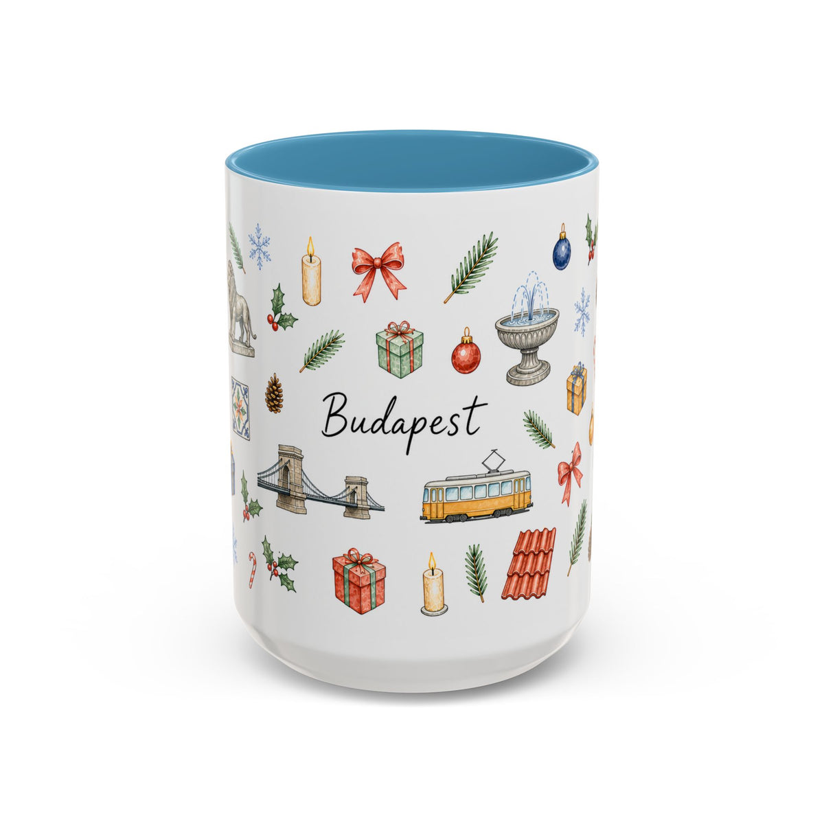 Budapest Christmas Mug | Watercolor City Souvenir | Ceramic Coffee Cup (11oz 15oz)