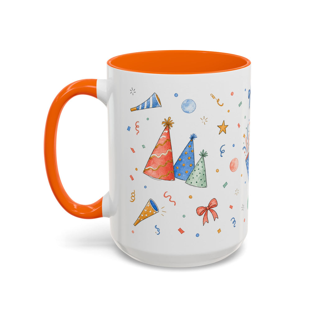 New Year Confetti Mug | Party Popper Watercolor Celebration Gift | Accent Cup 11oz 15oz