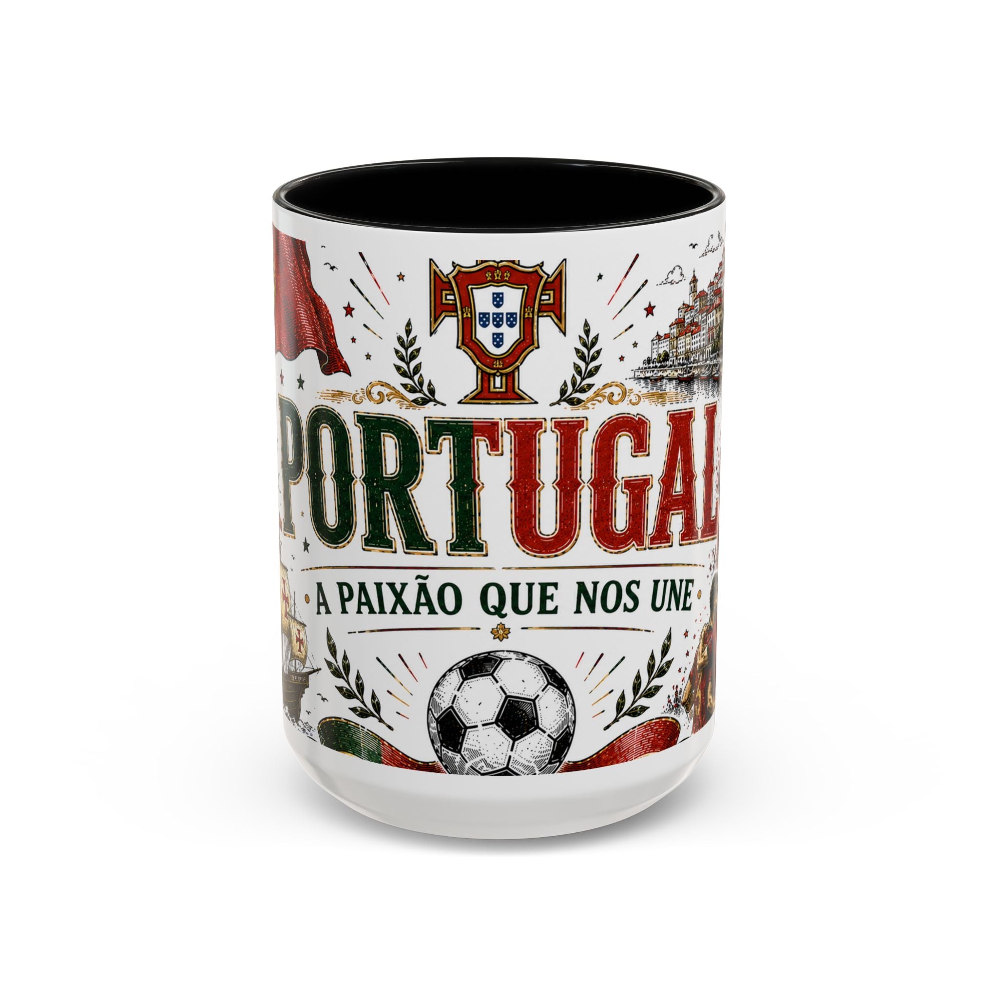 Portugal Soccer Coffee Mug | World Cup Fan Gift | Accent Color Ceramic 11oz 15oz Match Day Cup