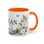 Michigan State Map Mug | Botanical Accents, Lakes Art | Homesick Gift
