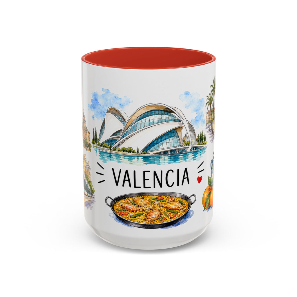 Valencia Illustrated Travel Mug | City Souvenir Accent Coffee Mug | 11oz 15oz Ceramic Cup