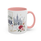 New York State Map Mug | Botanical Rose Accents, Long Distance Friendship Gift