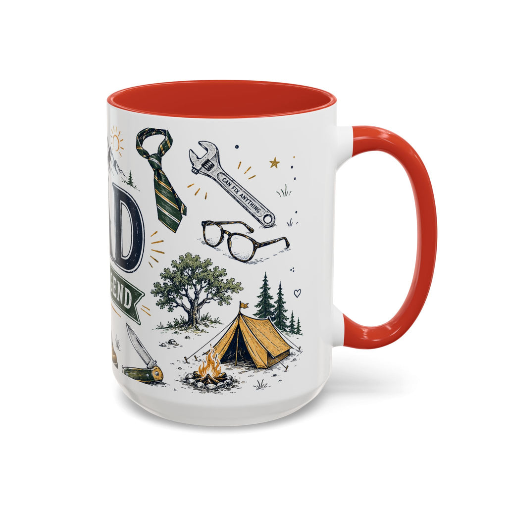 Dad The Legend Coffee Mug | Father's Day Gift for Dad | Accent Color Ceramic 11oz 15oz
