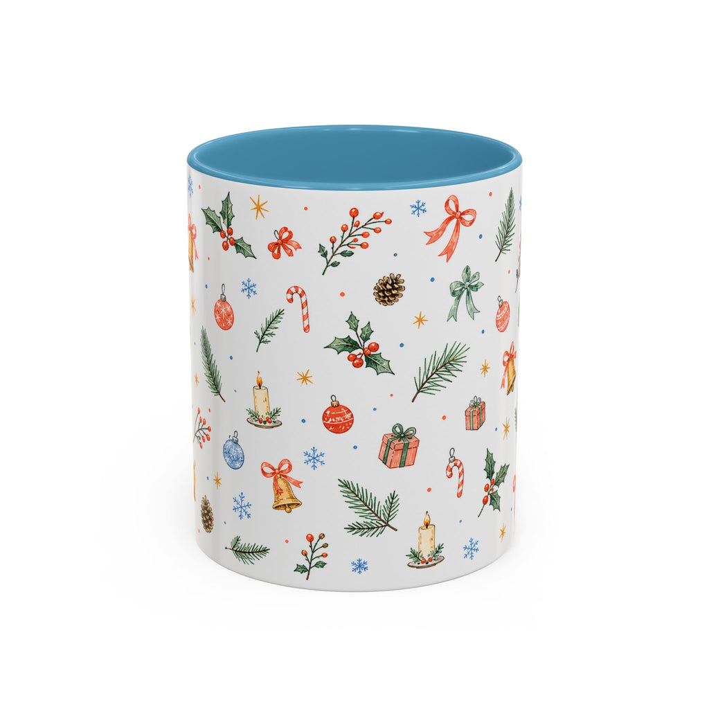 Christmas Bell Mug | Ribbon Gift Watercolor Holiday Cup | Accent Coffee Mug 11oz 15oz