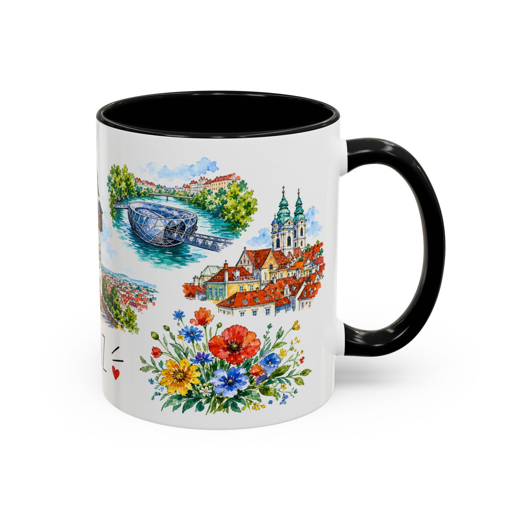 Graz Illustrated Travel Mug | City Souvenir Accent Coffee Mug | 11oz 15oz Ceramic Cup