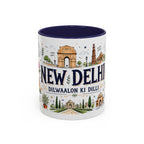 New Delhi Coffee Mug | India Souvenir Travel Gift | Accent Color Ceramic 11oz 15oz
