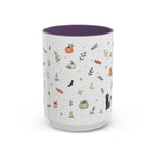 Halloween Party Mug | Ghost Black Cat Candy Watercolor Gift | Accent Cup 11oz 15oz