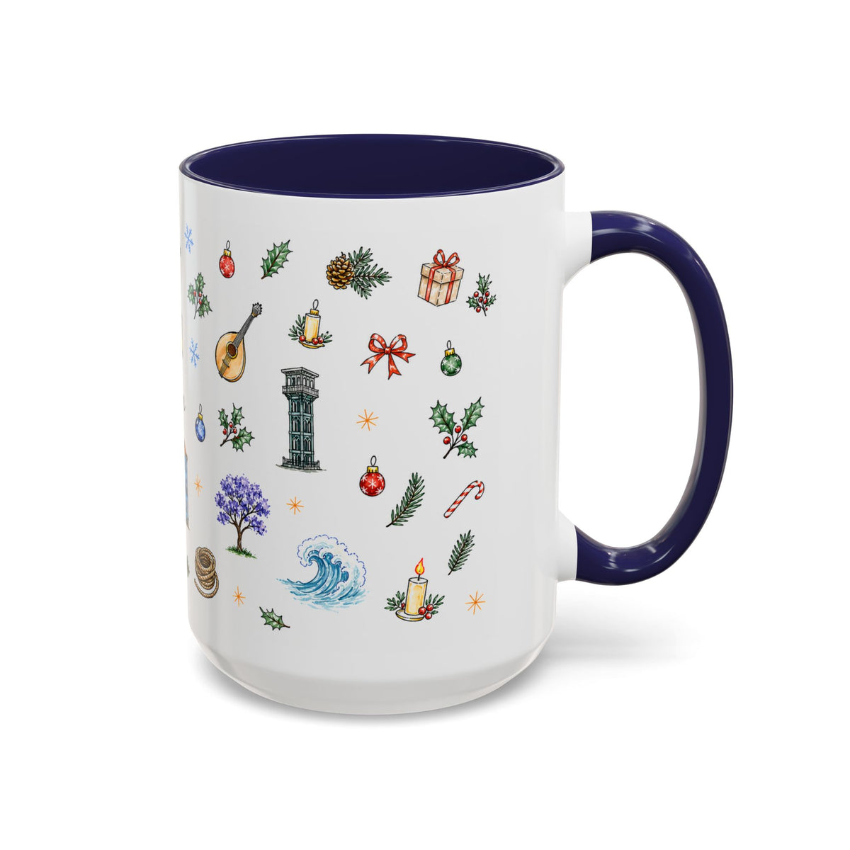 Lisbon Christmas Mug | Watercolor City Souvenir | Ceramic Coffee Cup 11oz 15oz