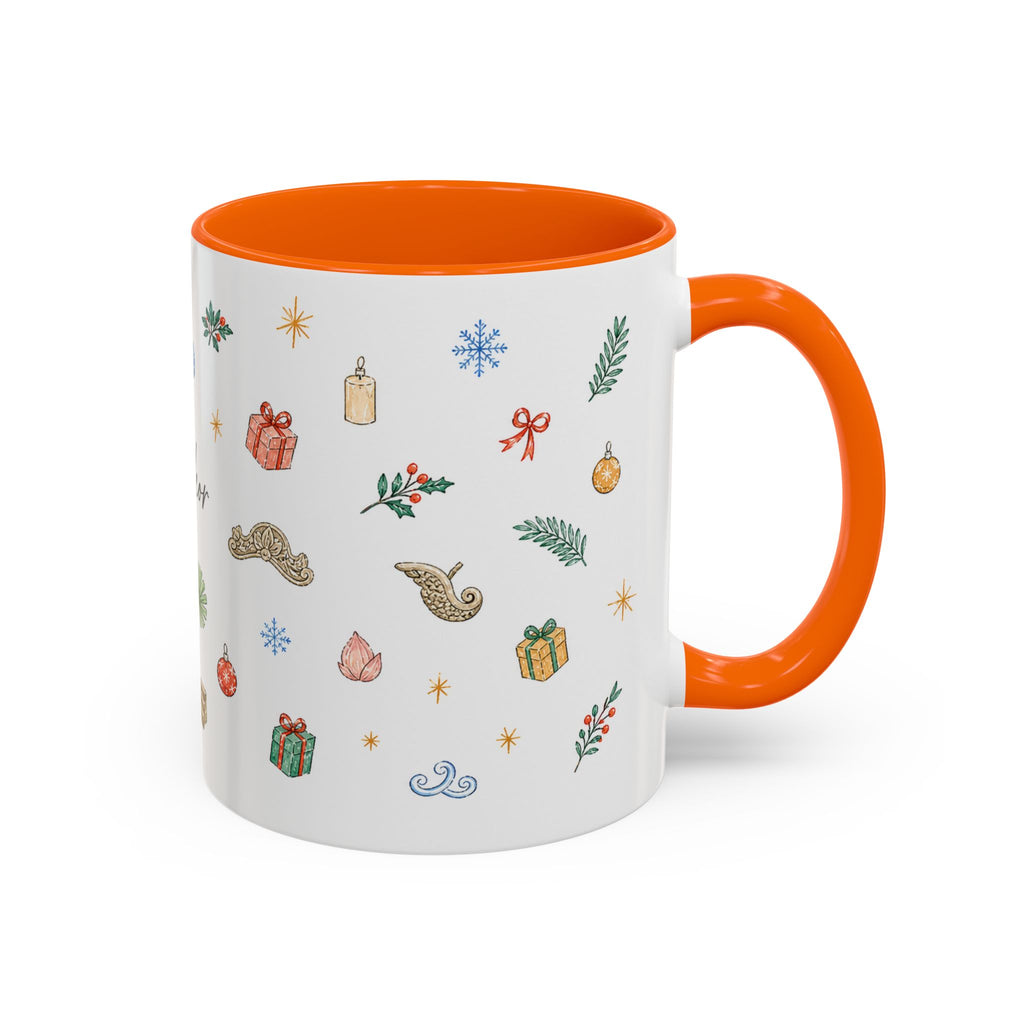 Angkor Christmas Mug | Watercolor Travel Souvenir | Holiday Gift | Accent Ceramic Coffee Cup 11oz 15oz