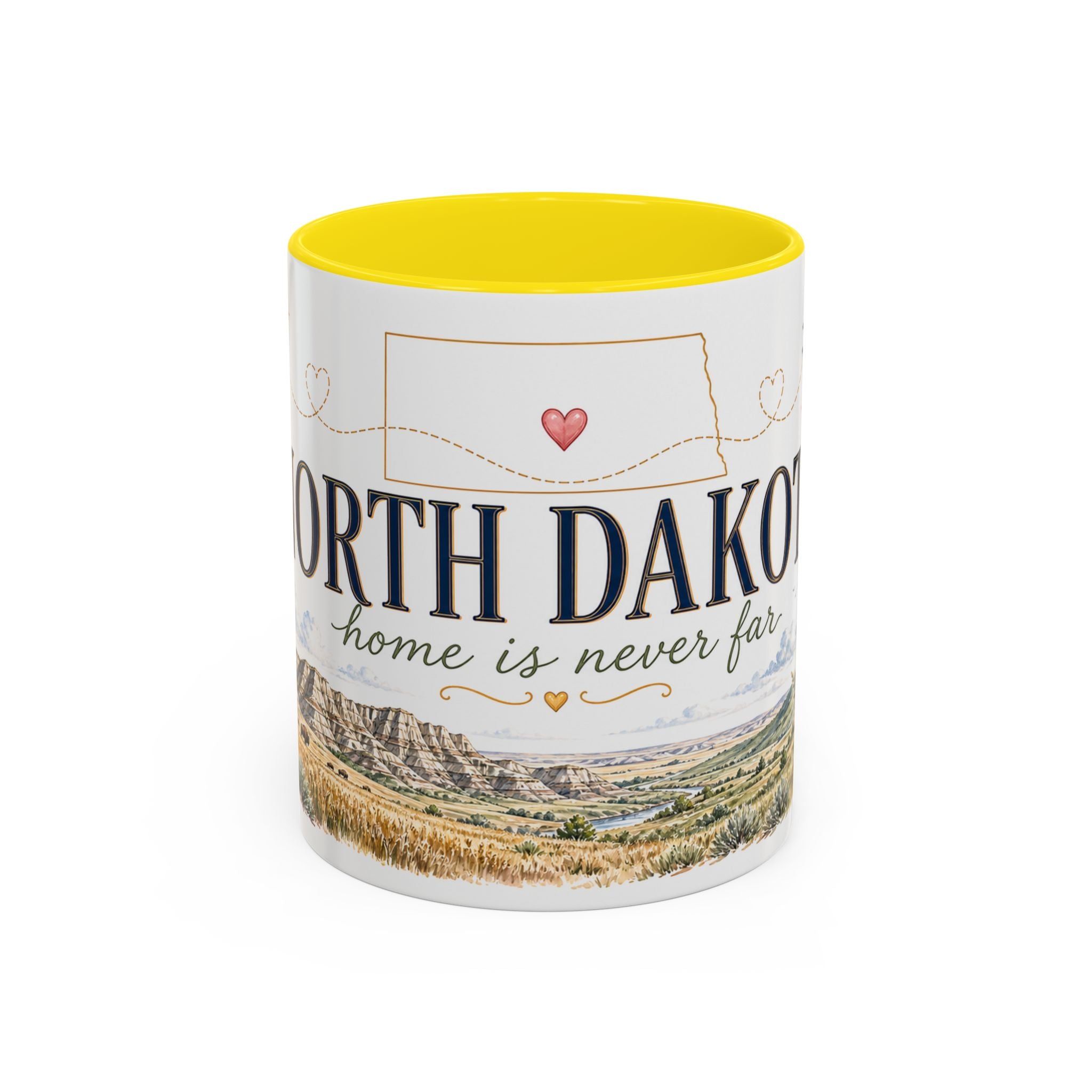 North Dakota State Map Mug | Prairie Rose Botanical Accent Coffee Cup