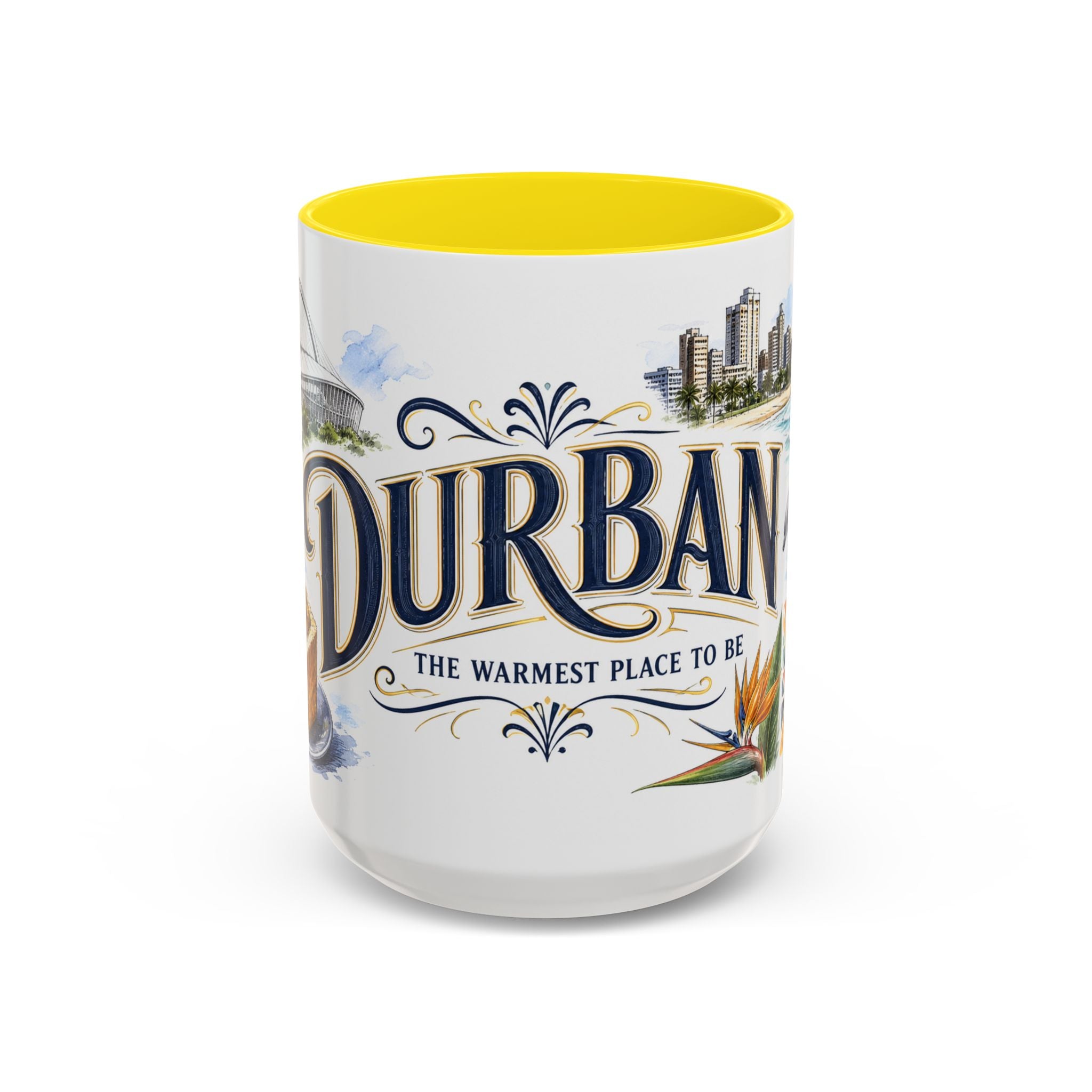 Durban Coffee Mug | South Africa Travel Souvenir | Vintage Illustrated City Gift | 11 oz 15 oz Accent Mug
