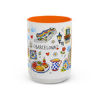 Barcelona Travel Mug | European City Souvenir Accent Coffee Mug | 11oz 15oz Ceramic Cup