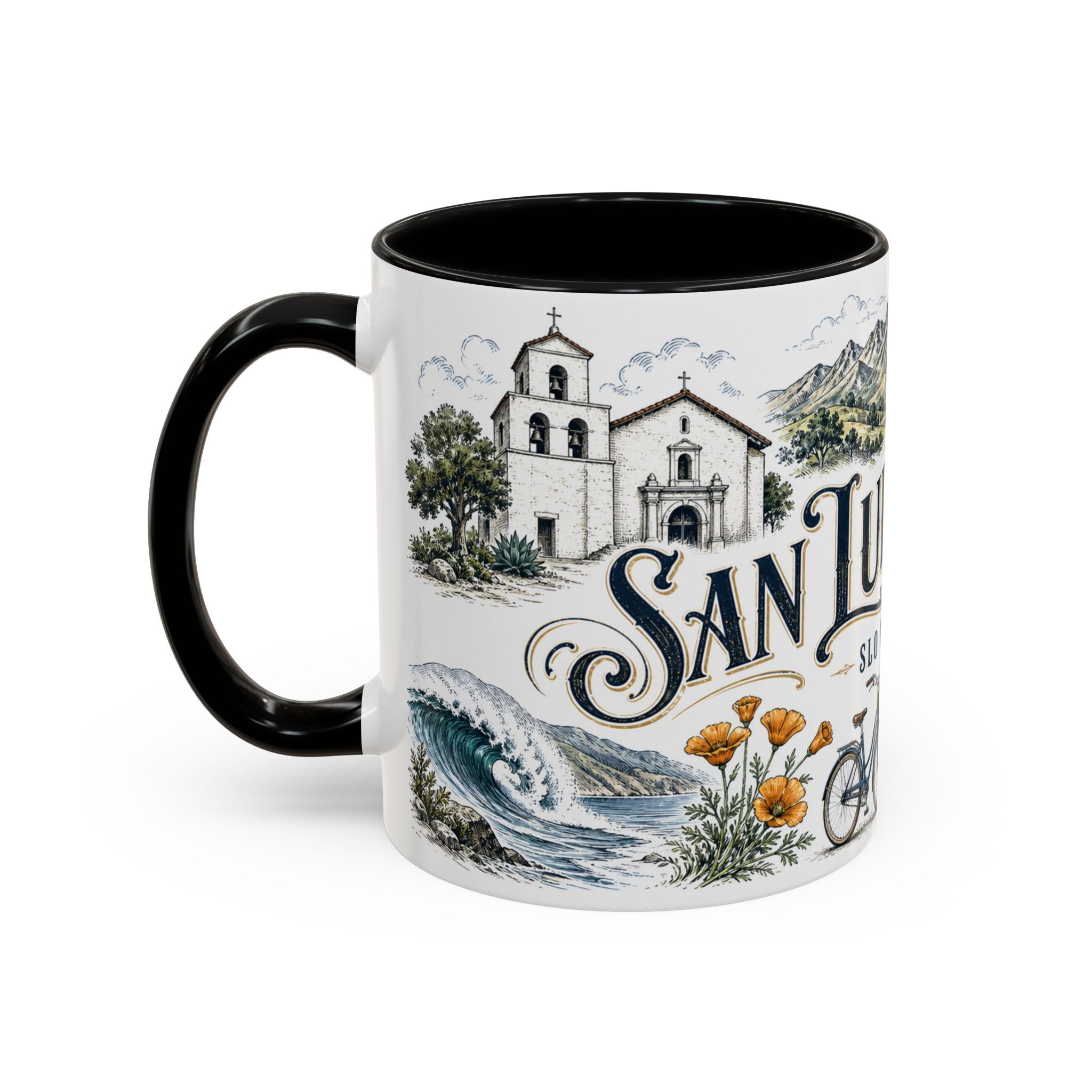 San Luis Obispo Coffee Mug | United States Travel Souvenir | Vintage Illustrated City Gift | 11 oz 15 oz Accent Mug