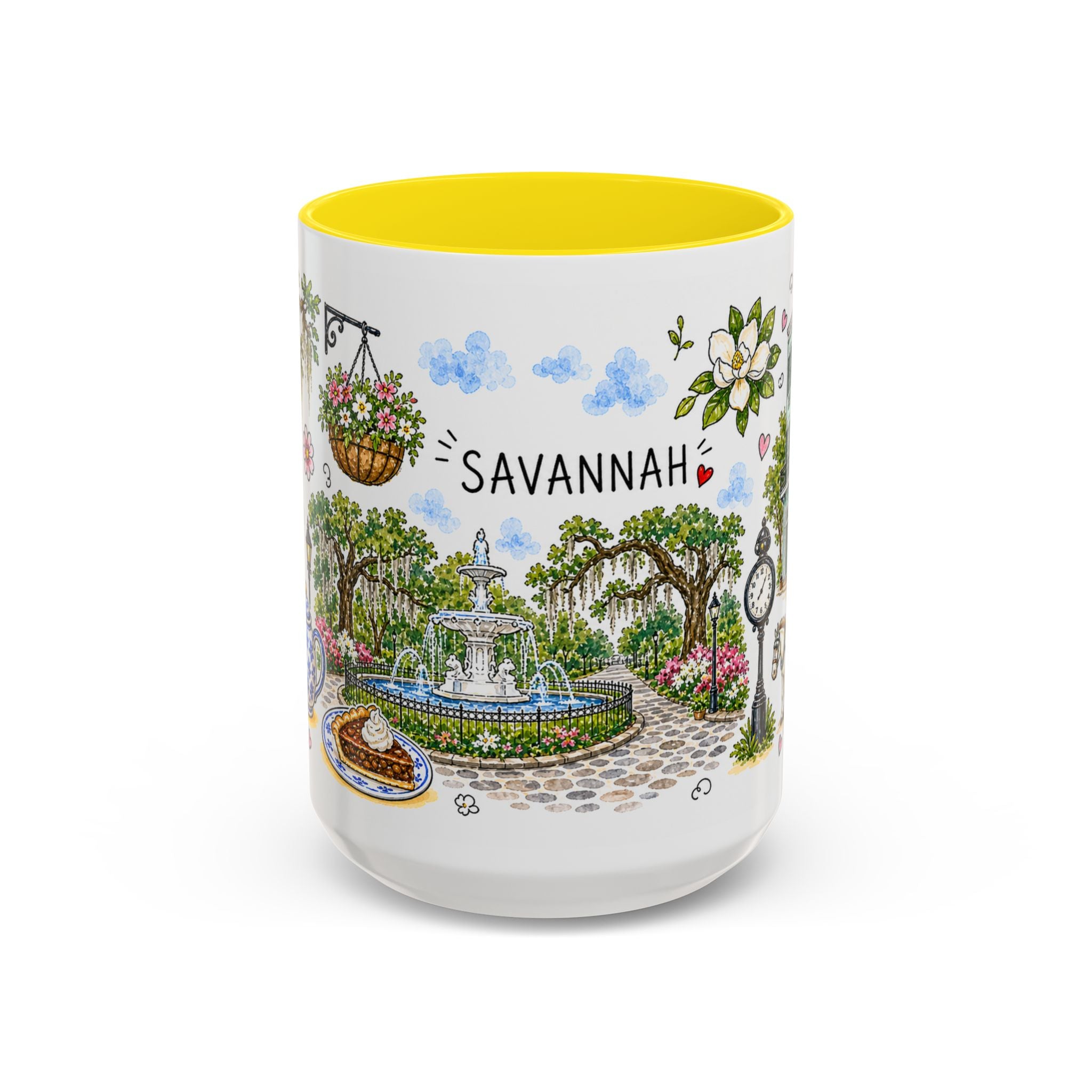 Savannah Illustrated Travel Mug | City Souvenir Accent Coffee Mug | 11oz 15oz Ceramic Cup