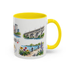 Cleveland Illustrated Travel Mug | City Souvenir Accent Coffee Mug | 11oz 15oz Ceramic Cup