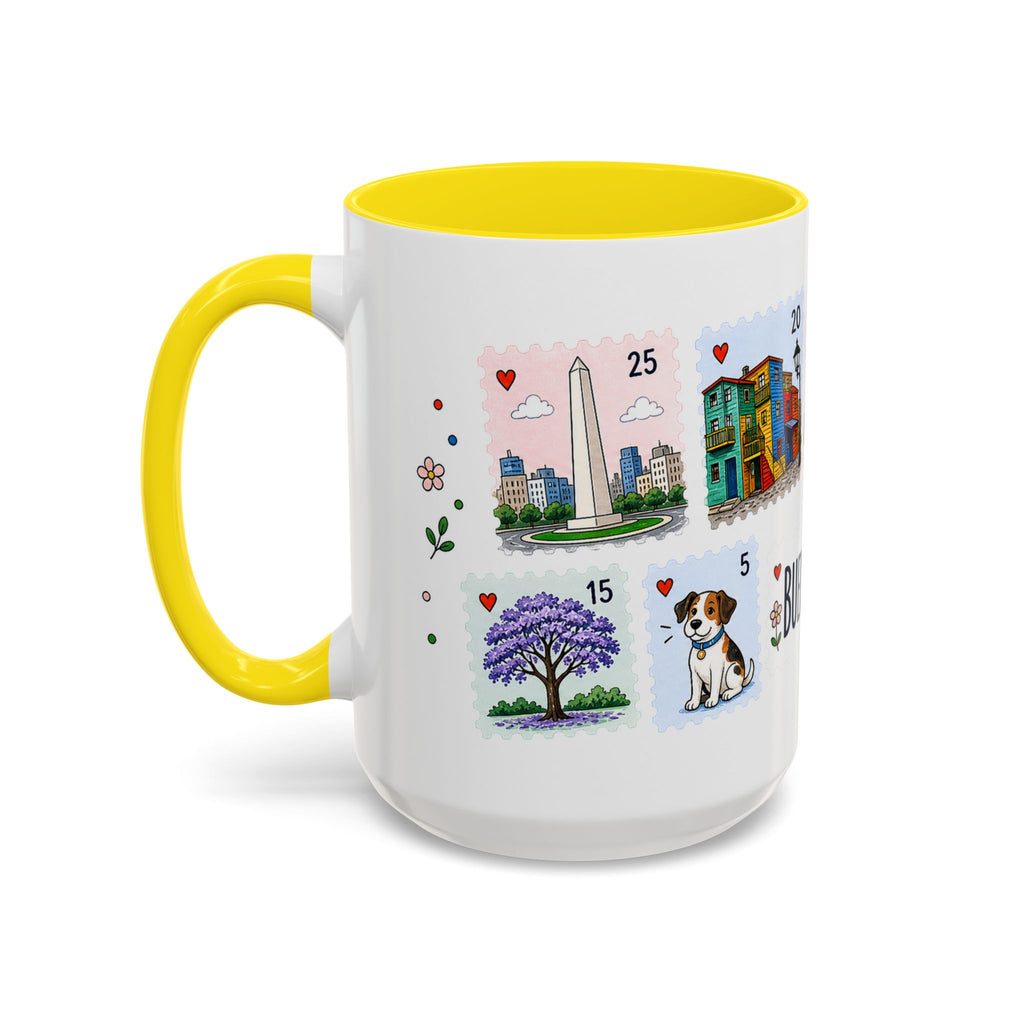 Buenos Aires Coffee Mug | Postage Stamp Collage Mug | Travel Souvenir Accent Cup 11oz 15oz