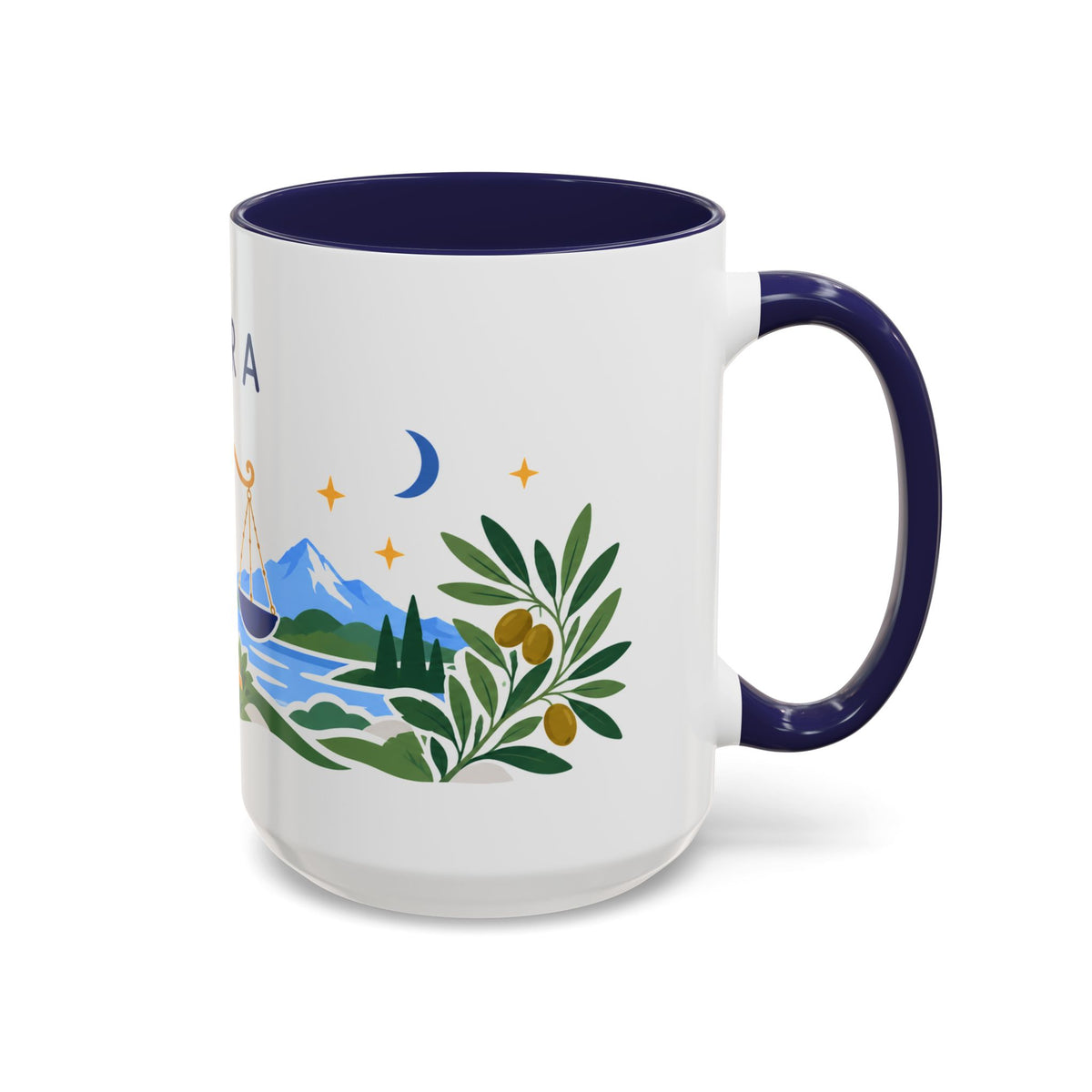 Libra Zodiac Coffee Mug | Scales and Rose Design | Astrology Birthday Gift | 11 oz 15 oz Ceramic Accent Mug