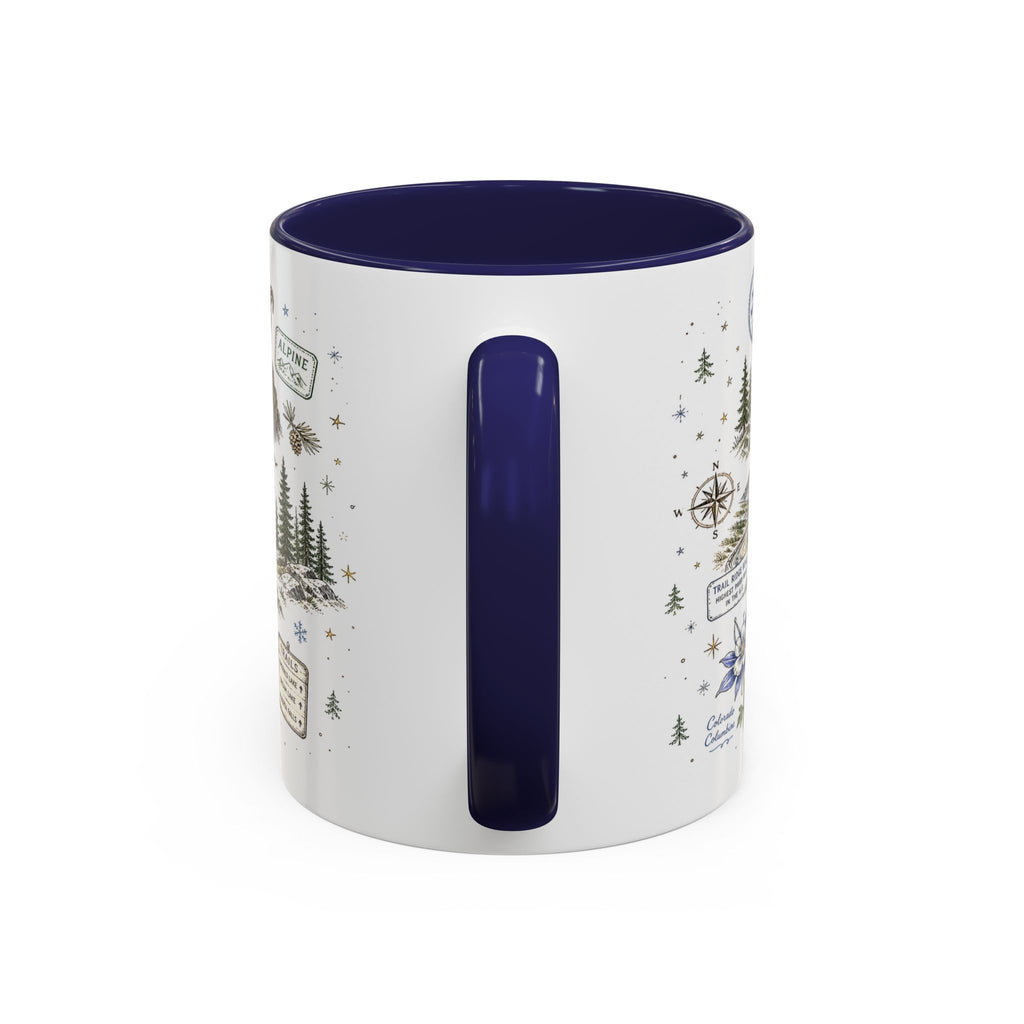 Rocky Mountain Coffee Mug | National Park Hiking Camping Gift | Accent Color Ceramic 11oz 15oz