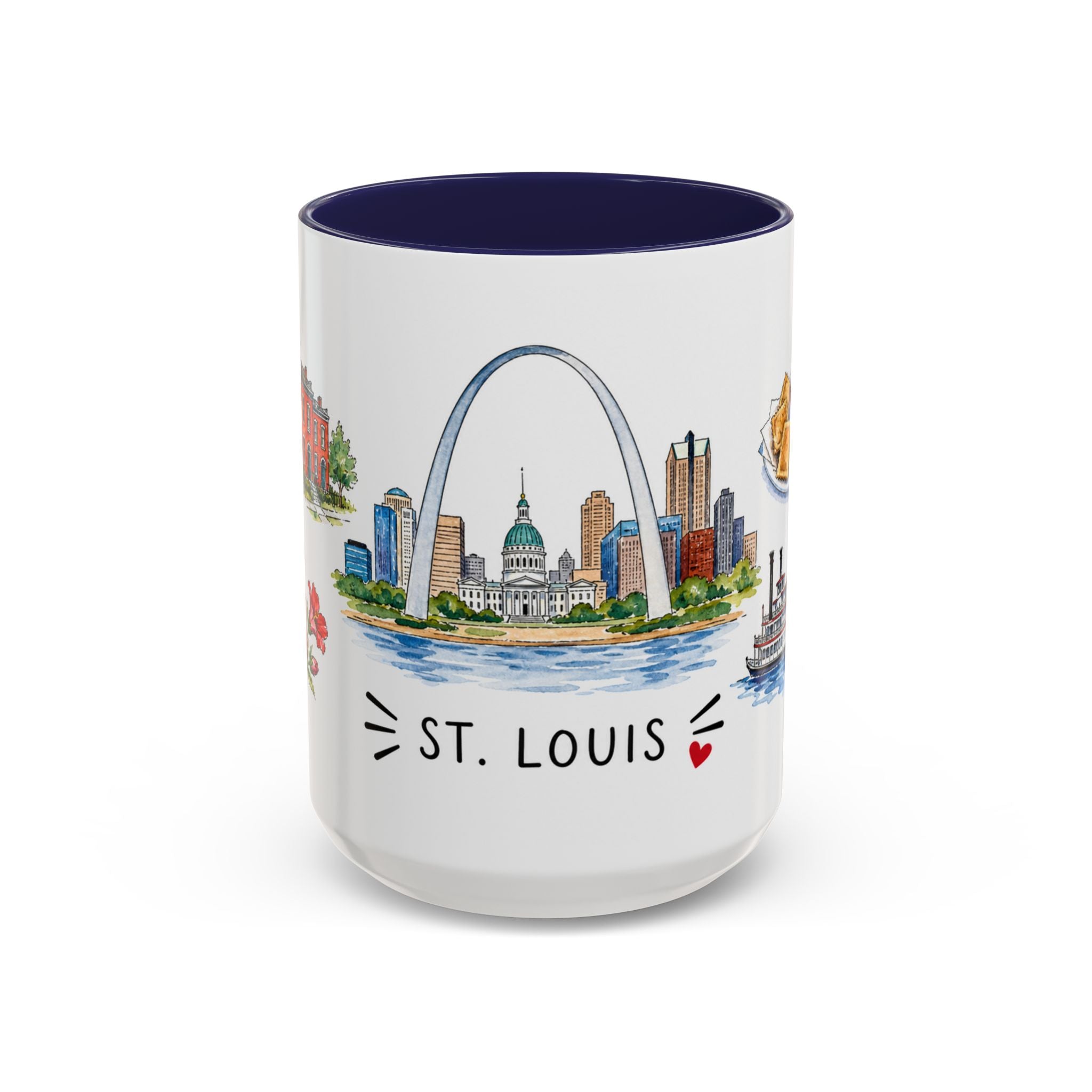 St. Louis Illustrated Travel Mug | City Souvenir Accent Coffee Mug | 11oz 15oz Ceramic Cup