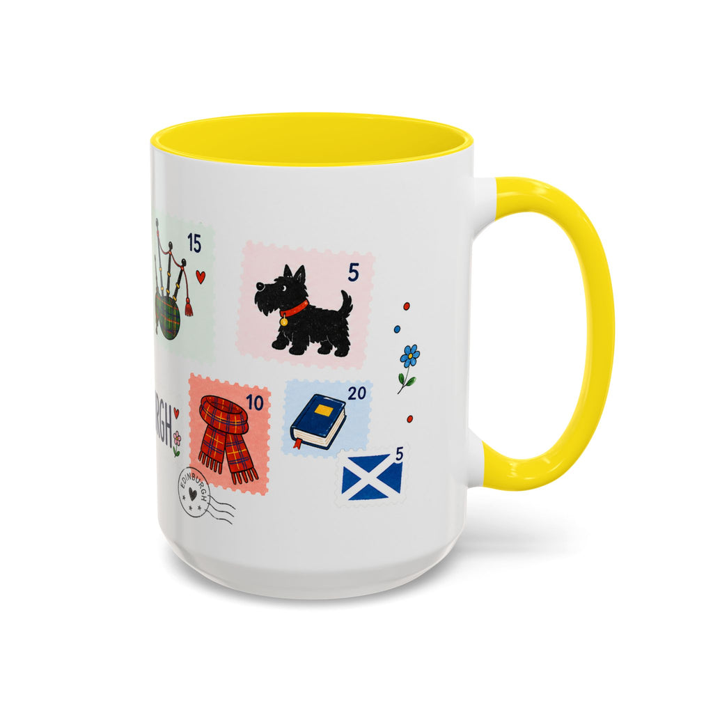 Edinburgh Coffee Mug | Postage Stamp Collage Mug | Travel Souvenir Accent Cup 11oz 15oz
